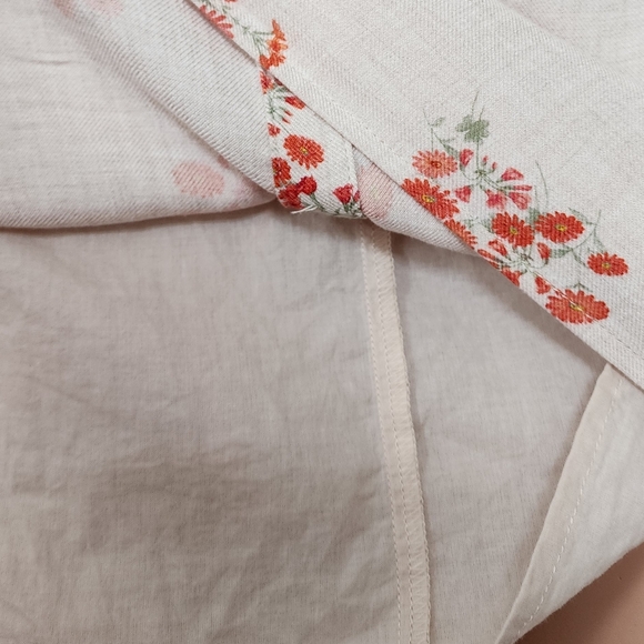 BARDOT FLORAL BEIGE SMOCKED COTTON CAP SLEEVES MINI SHORT SEXY DRESS 6 SMALL - Picture 10 of 14